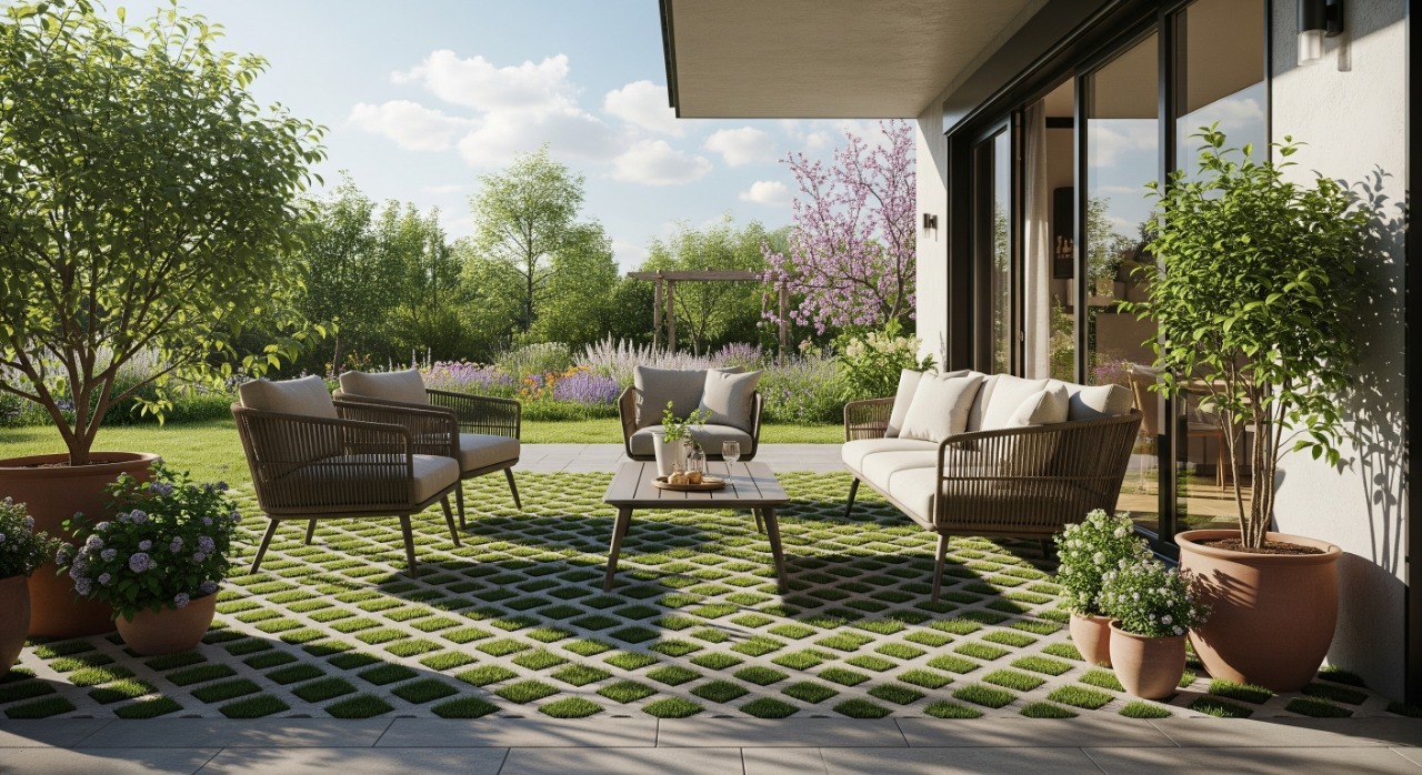 Терраса с пермеабельным мощением